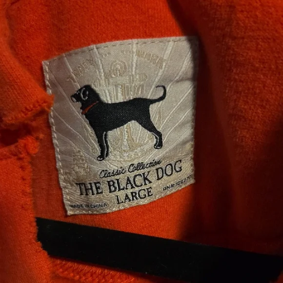 The Black Dog Vibrant Orange Hoodie with Black Logo - Picture 3 of 4